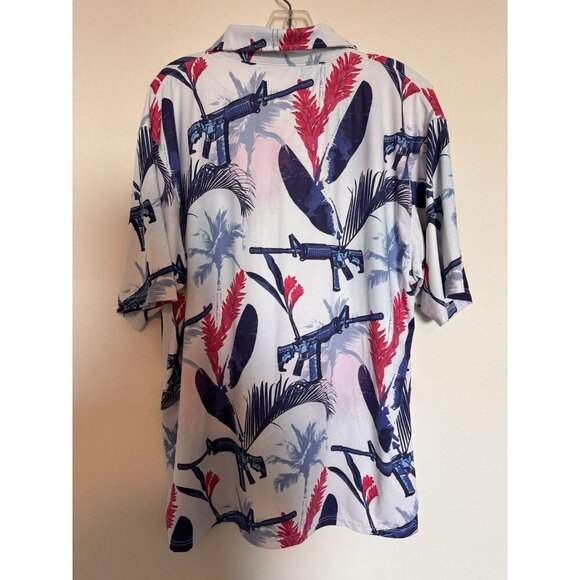 Eagle Six Gear Golf Polo Shirt Mens XL Midnight Aloha AR15 Tropical Floral Palms - Picture 9 of 13